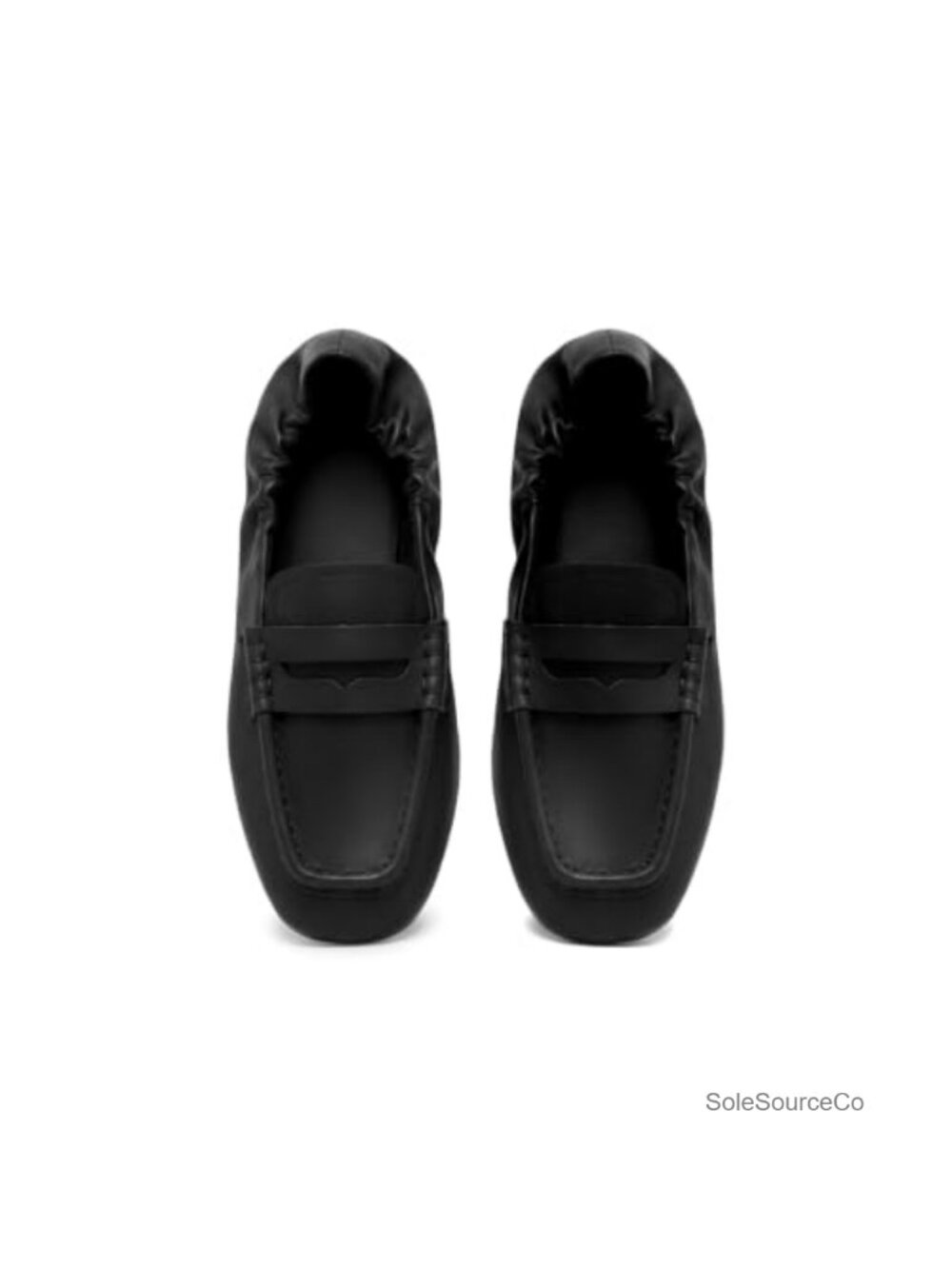 Square Toe Penny Loafers Faux Leather Elastic Slip On Dress Flats Cushioned